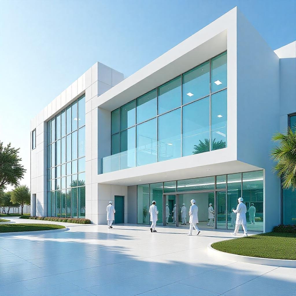 Freepik  modern hospital exterior in spain or qatar with a   76905