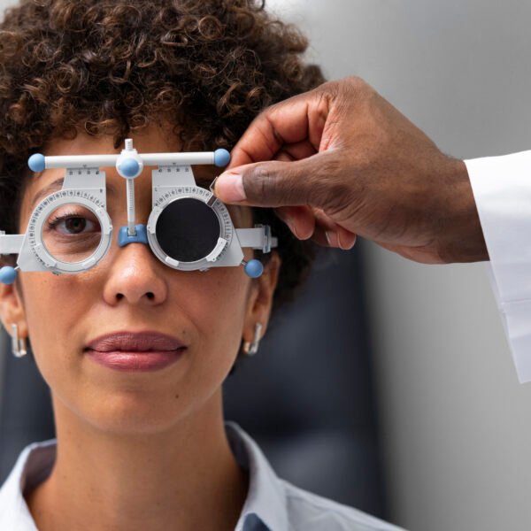 Doctor patient ophthalmologist s office 600x600
